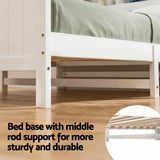 Artiss Single Bed Frame with Storage Headboard and Footboard Wooden Bed Base White - Rear View