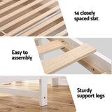 Artiss Single Bed Frame with Storage Headboard and Footboard Wooden Bed Base White - Close-Up Angle
