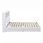 Artiss King Single Bed Frame with Storage, 4 Drawers, USB and Night Light White