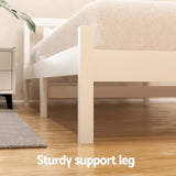 Artiss Bed Frame Double Size Wooden Platform with 2 Storage Drawers White SOFIE - Rear View