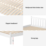 Artiss Bed Frame Double Size Wooden Platform with 2 Storage Drawers White SOFIE - Close-Up Angle