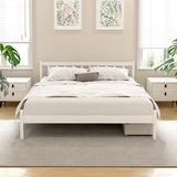 Artiss Bed Frame Double Size Wooden Platform with 2 Storage Drawers White SOFIE - Low Angle
