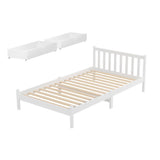 Artiss Bed Frame King Single Size Wooden Platform with 2 Storage Drawers White - Low Angle