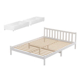 Artiss Bed Frame Queen Size Wooden Platform with 2 Storage Drawers White - Front View
