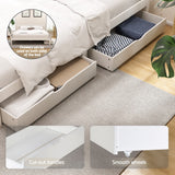 Artiss Bed Frame Queen Size Wooden Platform with 2 Storage Drawers White - Side View