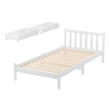 Artiss Bed Frame Single Size Wooden Platform with 2 Storage Drawers White SOFIE - Front View