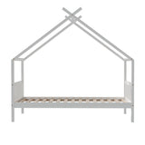Artiss Bed Frame Wooden Base Kids Single Timber House Beds White - Side View