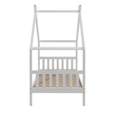 Artiss Bed Frame Wooden Base Kids Single Timber House Beds White - Top-Down View