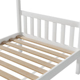 Artiss Bed Frame Wooden Base Kids Single Timber House Beds White - Rear View