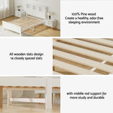 Artiss Bed Frame Double Size Wooden with 3 Shelves Bed Head White - Rear View