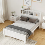 Artiss Bed Frame Double Size Wooden with 3 Shelves Bed Head White - Close-Up Angle