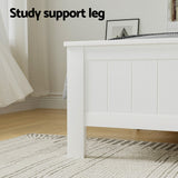 Artiss Bed Frame Double Size Wooden with 3 Shelves Bed Head White - Rear View