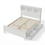 Artiss Bed Frame Double Size Wooden with 3 Shelves Bed Head White - Close-Up Angle