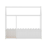Artiss Bed Frame Wooden Kids House Single Frame White KORI - Side View