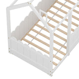 Artiss Bed Frame Wooden Kids House Single Frame White KORI - Top-Down View