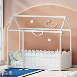Artiss Bed Frame Wooden Kids House Single Frame White KORI - Close-Up Angle