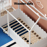 Artiss Bed Frame Wooden Kids House Single Frame White KORI - Rear View
