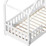 Artiss Bed Frame Wooden Kids House Single Frame White PAVO - Top-Down View