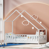 Artiss Bed Frame Wooden Kids House Single Frame White PAVO - Close-Up Angle