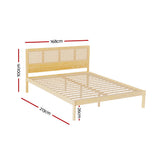 Artiss Bed Frame Queen Size Rattan Wooden RITA - Front View