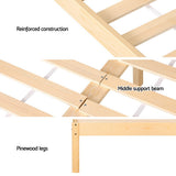 Artiss Bed Frame Queen Size Rattan Wooden RITA - Rear View
