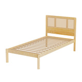 Artiss Bed Frame Single Size Rattan Wooden RITA - Close-Up Angle