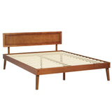 Artiss Bed Frame Queen Size Wooden Bed Base Walnut SPLAY - Close-Up Angle