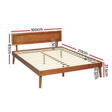 Artiss Bed Frame Queen Size Wooden Bed Base Walnut SPLAY - Front View
