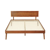 Artiss Bed Frame Queen Size Wooden Bed Base Walnut SPLAY - Side View