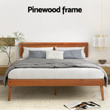 Artiss Bed Frame Queen Size Wooden Bed Base Walnut SPLAY - Top-Down View