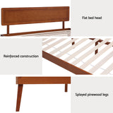 Artiss Bed Frame Queen Size Wooden Bed Base Walnut SPLAY - Rear View