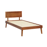 Artiss Bed Frame Single Size Wooden Bed Base Walnut SPLAY - Close-Up Angle