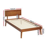 Artiss Bed Frame Single Size Wooden Bed Base Walnut SPLAY - Front View