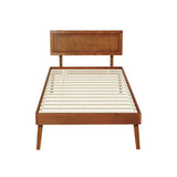 Artiss Bed Frame Single Size Wooden Bed Base Walnut SPLAY - Side View