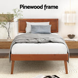 Artiss Bed Frame Single Size Wooden Bed Base Walnut SPLAY - Top-Down View