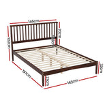 Artiss Bed Frame Double Size Wooden Base Mattress Platform Timber Walnut VISE - Front View