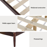 Artiss Bed Frame Double Size Wooden Base Mattress Platform Timber Walnut VISE - Rear View