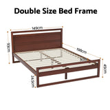 Artiss Bed Frame Double Size Wooden Walnut WITTON - Front View