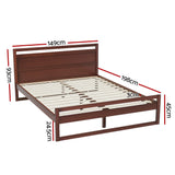 Artiss Bed Frame Double Size Wooden Walnut WITTON - Front View