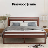 Artiss Bed Frame Double Size Wooden Walnut WITTON - Top-Down View