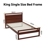 Artiss Bed Frame King Single Size Wooden Walnut WITTON - Front View