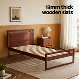 Artiss Bed Frame King Single Size Wooden Walnut WITTON - Close-Up Angle