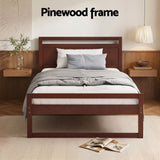 Artiss Bed Frame King Single Size Wooden Walnut WITTON - Low Angle