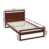 Artiss Bed Frame King Single Size Wooden Walnut WITTON - Front View