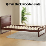 Artiss Bed Frame King Single Size Wooden Walnut WITTON - 45-Degree Angle