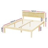 Artiss Bed Frame Double Size Wooden Base Mattress Platform Timber Pine YUMI - Front View