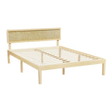 Artiss Bed Frame Queen Size Wooden Base Mattress Platform Timber Pine YUMI - Close-Up Angle