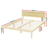 Artiss Bed Frame Queen Size Wooden Base Mattress Platform Timber Pine YUMI - Front View