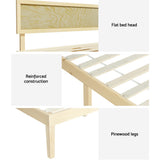 Artiss Bed Frame Queen Size Wooden Base Mattress Platform Timber Pine YUMI - Rear View