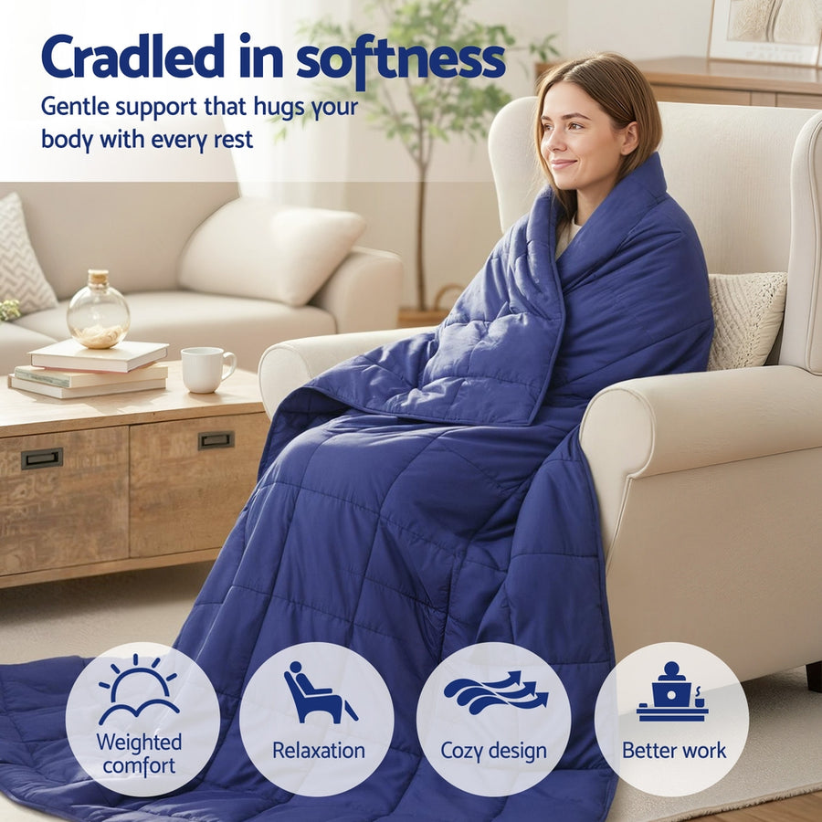 Giselle Bedding Weighted Blanket 9KG Kids Adults Heavy Gravity Relax Calm Blue